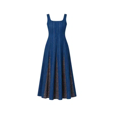 Charkha & Loom Women's Shop Artemis Handloom Denim Midi Dress Blue  Denim| Buy Online