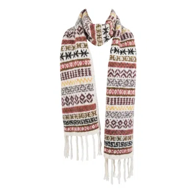 Charkha & Loom Women's White Woodpecker Lahauli Muffler