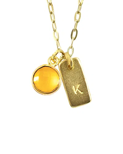 Charlene K 14k Plated Citrine November Birthstone Initial Necklace In Gold