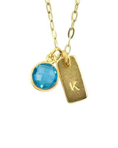 CHARLENE K CHARLENE K 14K PLATED MARINE MARCH BIRTHSTONE INITIAL NECKLACE