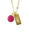 Charlene K 14k Plated Ruby July Birthstone Initial Necklace In Gold
