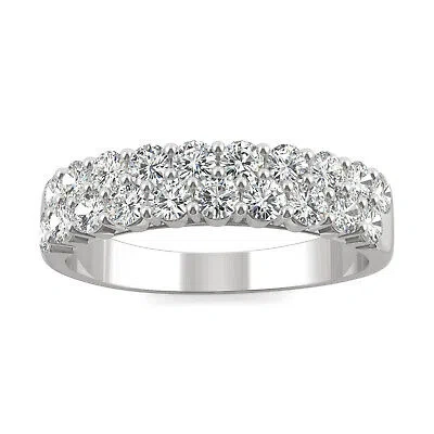 Pre-owned Charles & Colvard 1 Ctw Dew Lab-created Moissanite Two Row Band In 14k White Gold Size 7