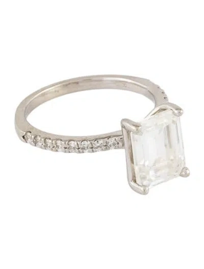 Pre-owned Charles & Colvard 14k Moissanite Martini Accented Engagement Ring In Multi