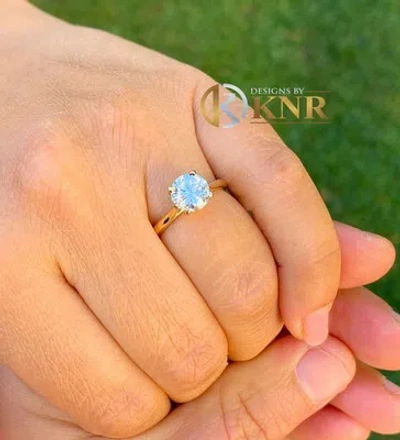 Pre-owned Charles & Colvard 14k Yellow Gold Round Forever One Moissanite Engagement Ring Solitaire 1.20