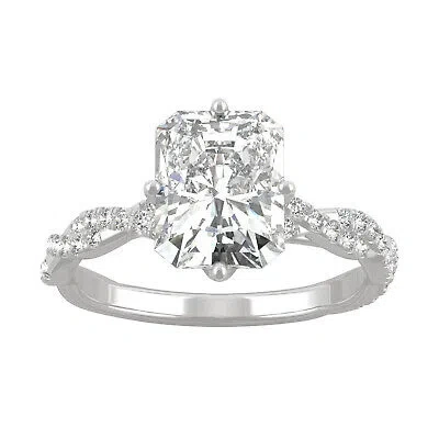 Pre-owned Charles & Colvard 3.1 Ctw Dew Radiant Cut Lab-created Moissanite Engagement Ring In 14k White Gold
