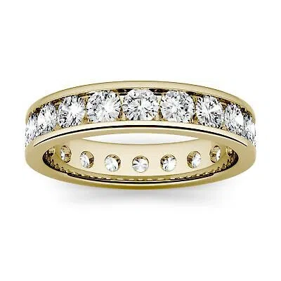 Pre-owned Charles & Colvard Channel Set Lab-created Moissanite Eternity Band In 14k Yellow Gold