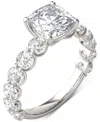 Charles & Colvard Moissanite Cushion & Round Engagement Ring (3-1/2 Ct. T.w. Diamond Equivalent) In 14k White Gold In 14k White Gold