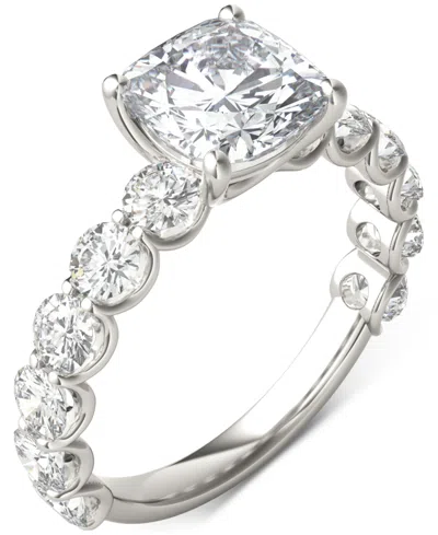 CHARLES & COLVARD MOISSANITE CUSHION & ROUND ENGAGEMENT RING (3-1/2 CT. T.W. DIAMOND EQUIVALENT) IN 14K WHITE GOLD
