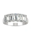 Charles & Colvard Moissanite Emerald Five Stone Band 2-9/10 Ct. T.w. Diamond Equivalent In 14k White Gold In White Gold