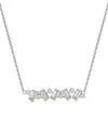 Charles & Colvard Moissanite Fixed Baguette Necklace (3/4 Carat Total Weight Certified Diamond Equivalent) In 14k Whit In White Gold