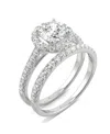 Charles & Colvard Moissanite Halo Bridal Set 1-3/4 Ct. T.w. Diamond Equivalent In 14k White Gold In White Gold