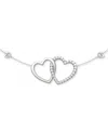 Charles & Colvard Moissanite Linked Hearts Pendant Necklace (3/8 Ct. T.w.) In Sterling Silver, 18" In Sterling Silver
