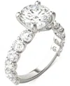 Charles & Colvard Moissanite Cushion & Round Engagement Ring (3-1/2 Ct. T.w. Diamond Equivalent) In 14k White Gold In 14k White Gold