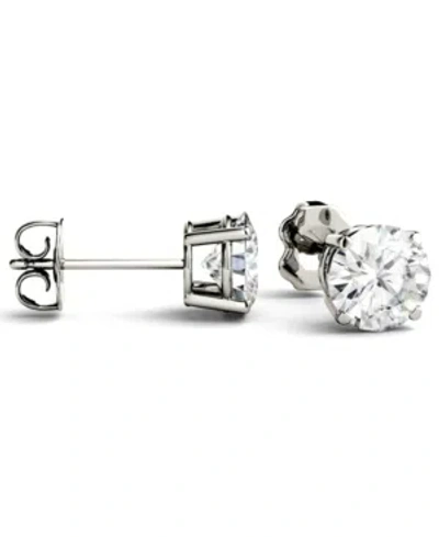 Charles & Colvard Moissanite Stud Earrings (2 Ct. T.w. Diamond Equivalent) In 14k White Or Yellow Gold In White Gold