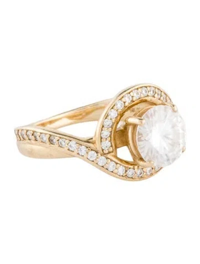 Pre-owned Charles & Colvard Synthetic Moissanite Halo Wrap Engagement Ring In Multi
