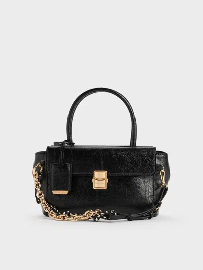 Charles & Keith - Acelynn Rope-chain Tote Bag In Black