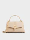 Charles & Keith - Adalyn Metallic-buckle Chain-strap Top Handle Bag