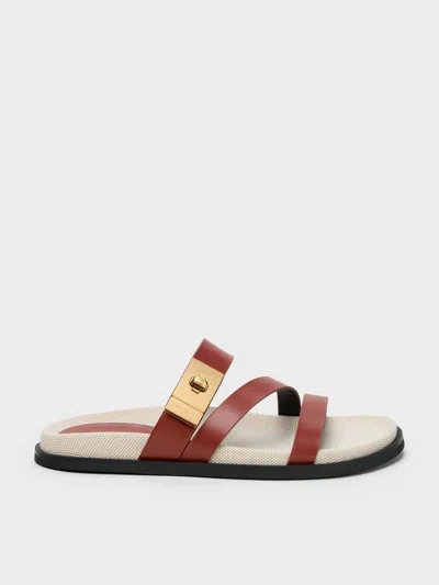 Charles & Keith - Aelin Canvas Metallic-buckle Strappy Sandals In Multi