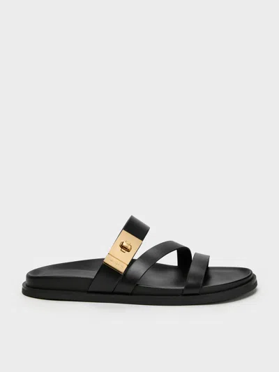Charles & Keith - Aelin Metallic-buckle Strappy Sandals In Black