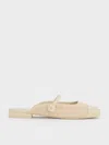 Charles & Keith - Aeryn Raffia Pearl-embellished Slip-on Mary Janes
