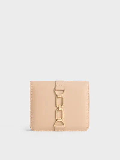 Charles & Keith - Agatha Chain-accent Card Holder In Beige