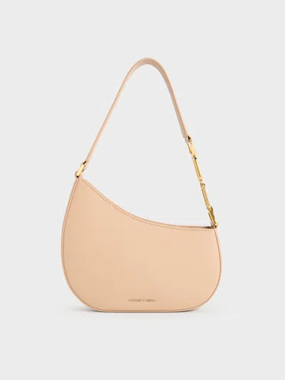 Charles & Keith - Agatha Chain-accent Shoulder Bag In Gold