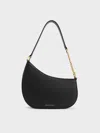 Charles & Keith - Agatha Chain-accent Shoulder Bag In Black