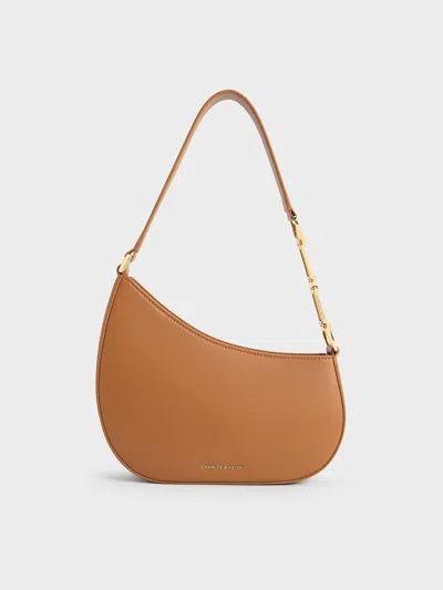 Charles & Keith - Agatha Chain-accent Shoulder Bag In Gray