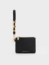 Charles & Keith - Agatha Chain-accent Wristlet Card Holder In Black