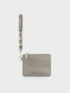 Charles & Keith - Agatha Chain-accent Wristlet Card Holder In Gray