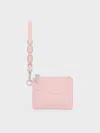 Charles & Keith - Agatha Chain-accent Wristlet Card Holder In Pink