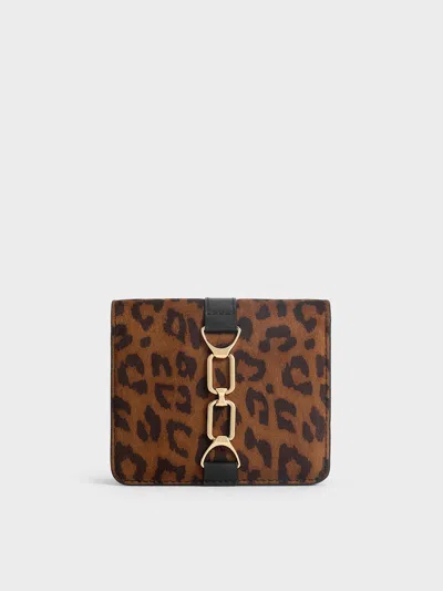 Charles & Keith - Agatha Leopard-print Chain-accent Card Holder In Multi