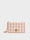 Charles & Keith - Alessia Checkered Pearl-embellished Wallet On Chain