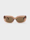 Charles & Keith - Alix Recycled Acetate Metallic-accent Butterfly Sunglasses In Brown