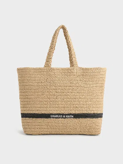 Charles & Keith - Allegra Knitted Tote Bag In Beige