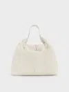 Charles & Keith Ally Ruched Slouchy Chain-handle Bag In Cream