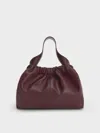 Charles & Keith - Ally Ruched Slouchy Chain-handle Bag In Red
