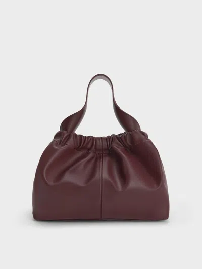 Charles & Keith - Ally Ruched Slouchy Chain-handle Bag In Red