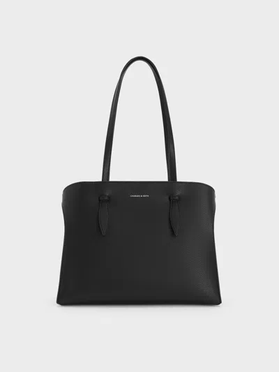 Charles & Keith - Allyn Elongated-handle Tote Bag In Black