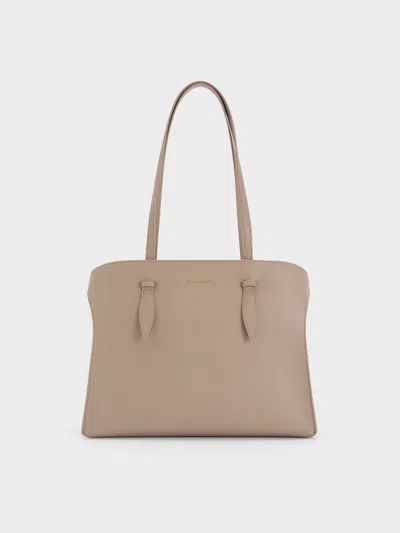 Charles & Keith - Allyn Elongated-handle Tote Bag In Brown