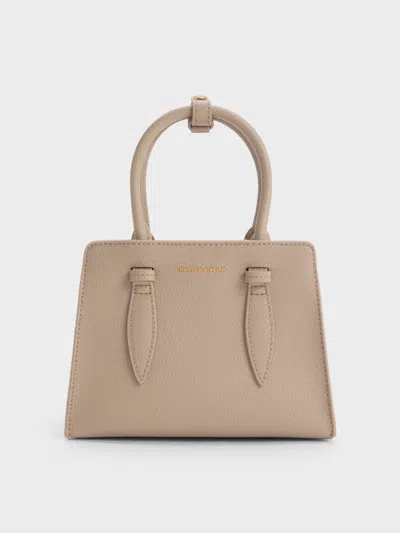 Charles & Keith - Allyn Structured Trapeze Tote Bag In Brown