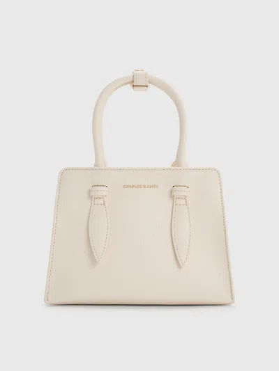 Charles & Keith - Allyn Structured Trapeze Tote Bag In White