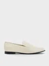 Charles & Keith - Almond-toe Stitch-trim Loafers In Chalk