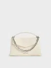 Charles & Keith - Andromeda Chunky-chain Top Handle Bag In Cream