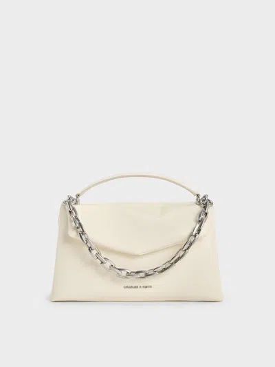 Charles & Keith - Andromeda Chunky-chain Top Handle Bag In White