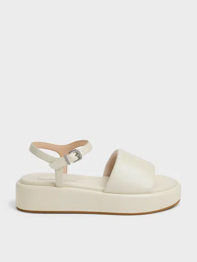 Charles & Keith - Ankle-strap Flatform Sandals In Gray