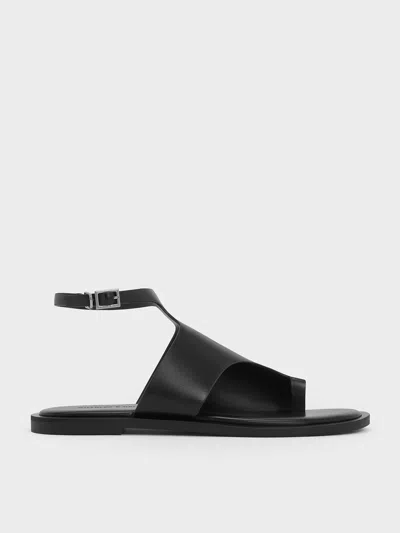 Charles & Keith - Ankle-strap Toe-ring Sandals In Black