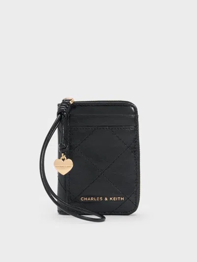 Charles & Keith - Apfra Quilted Wristlet In Black