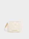 Charles & Keith - Apfra Quilted Wristlet Pouch In Cream
