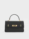 Charles & Keith - Arlet Belted Top Handle Bag In Black